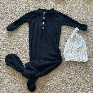 Lou Lou & Co Black Knitted Gown + Hat 0-3m